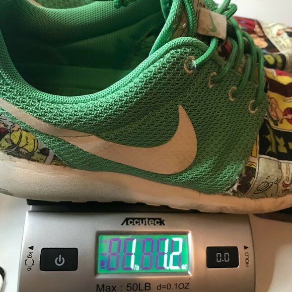 Nike Roshe Run Popeye Cartoon Novelty Sneaker Mens 9 Green Lace Up RARE Shoe - Picture 11 of 11